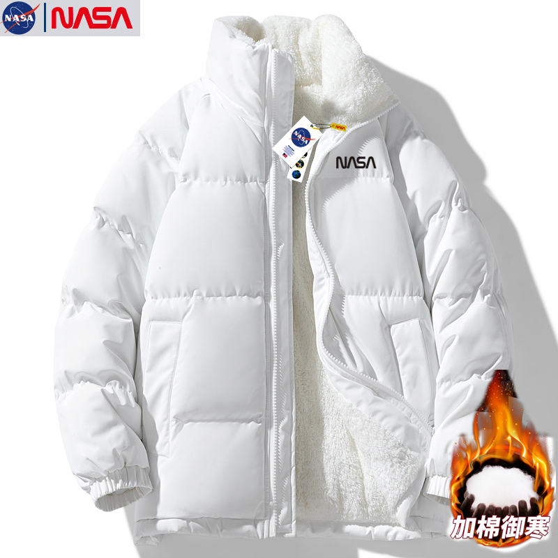 Nasa Co-Branded Water-Repellent Lamb Wool Cotton Jacket Winter Coat for Men and Women down Cotton Jacket with Extra Fleece and Thickened Couple's Cotton Jacket Nasa Co-Branded Water-Repellent Lamb Wool Cotton Jacket Winter Coat for Men and Women down Cotton Jacket with Extra Fleece and Thickened Couple's Cotton Jacket