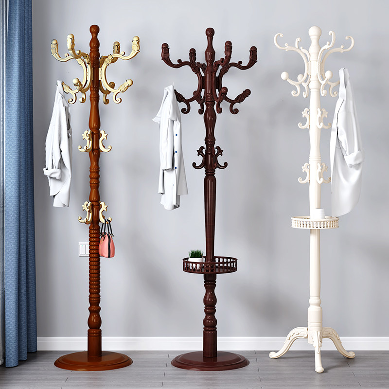 Eurostyle solid wood hanging hanger floor bedroom single pole upright hanging clothes rack Home living room hanging bag rack clothes hat rack