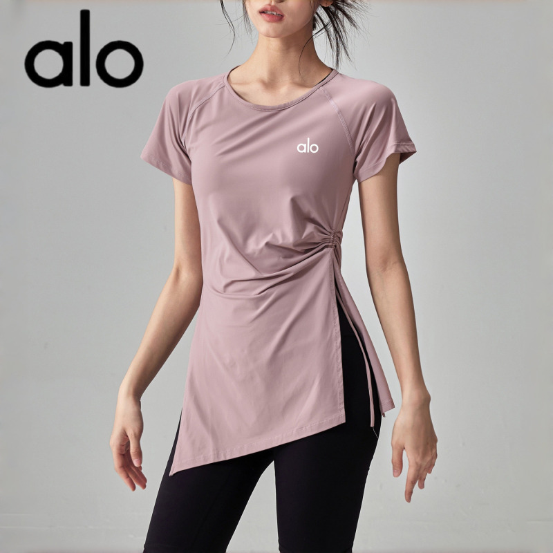 Aio Long Yoga Top with Short Sleeves, Waist-Cinching, Hip-Covering Pilates Training Cover-Up, Slimming Sports Top for Women, Summer Thin Aio Long Yoga Top with Short Sleeves, Waist-Cinching, Hip-Covering Pilates Training Cover-Up, Slimming Sports Top for Women, Summer Thin