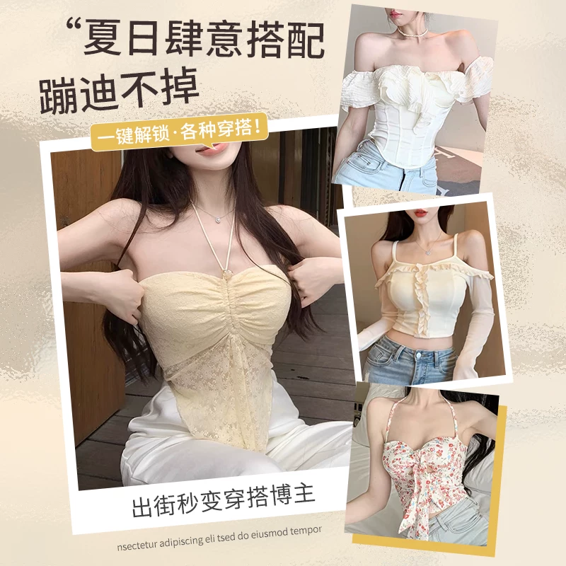 Bra top, non-slip supporting invisible underwear, summer thin protective underware