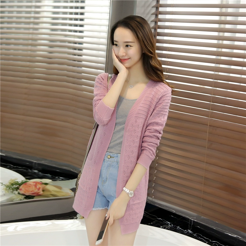 Mùa thu 2019 phiên bản Hàn Quốc mới của áo len dệt kim openwork đan len nữ dài tay áo len dài tay - Đan Cardigan