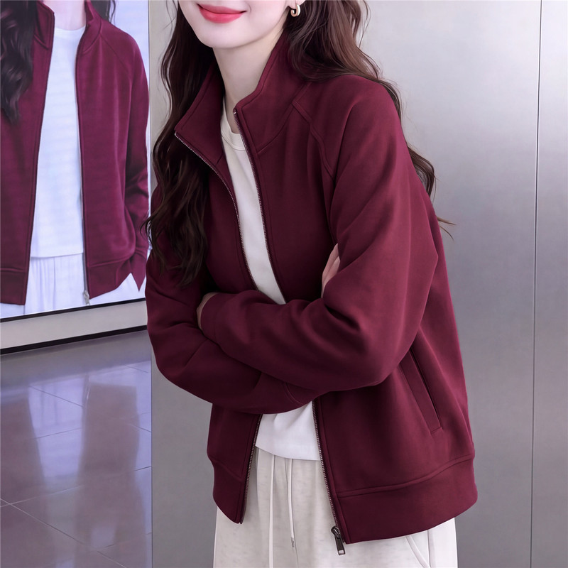 Women's Sweatshirt Jacket, Autumn 2026 New Style, Women's Brand Autumn and Winter Fleece Casual Stand Collar Cardigan Top