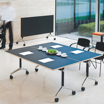 Folding training table Movable splicing Conference table and chair combination Trapezoidal hexagonal table Classroom desk Flip table