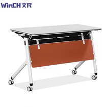 High-end training table and chair combination Double student desk Movable long conference table Belt wheel folding flap table