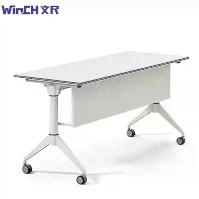 Folding training table and chair combination splicing flap table Long strip table double mobile table with wheels double conference table