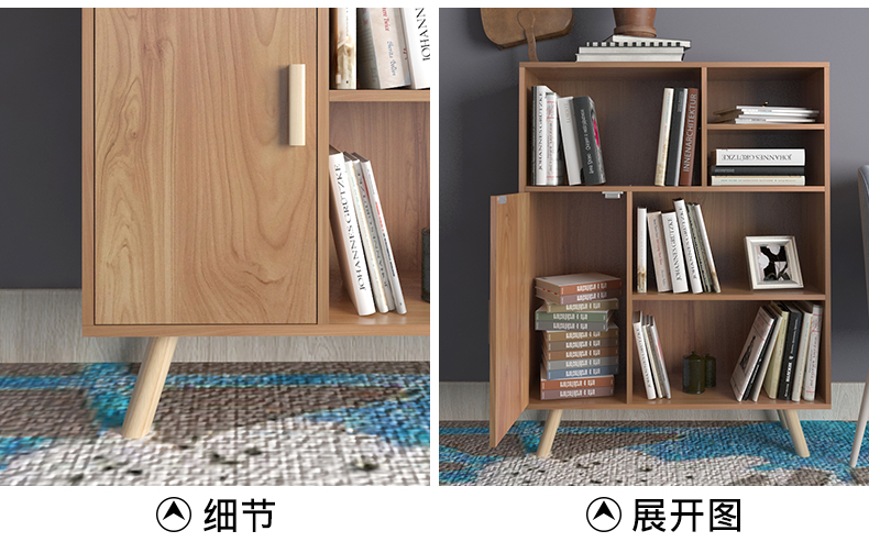 tủ kệ sách nhỏ gọn tủ đơn giản lưu trữ tủ đầu giường đa chức năng tủ Bắc Âu ngủ gỗ lưu trữ thay đồ - Buồng tủ đựng sách