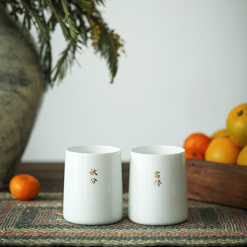 Festival of Qi Qingbai Porcelain Accompanying Cup hand for Ceramics Creative Day Water Glass Gift Box Office Idle Fun-House