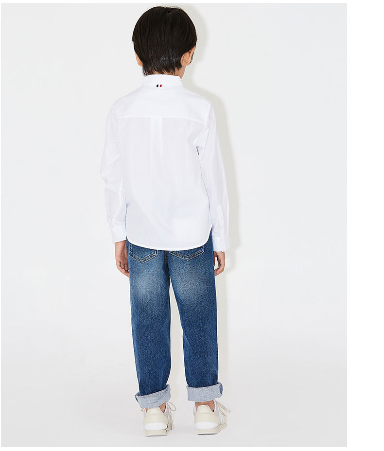 Áo sơ mi trắng trẻ em Littlemoco nam mùa đông dài tay áo sơ mi cotton cotton bexinhshop shop