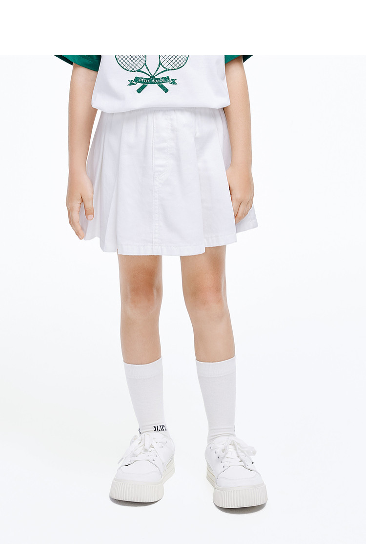 Детская джинсовая юбка little moco童装24夏装新款女童网球运动风含安全裤百褶牛仔半裙