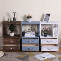 Pure manual containing frame solid wood field garden wind drawer-type bed head cabinet reading bookcase Cupboard Genguan Landing-style shelf