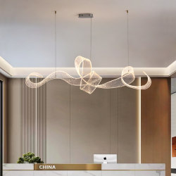Italian Ribbon Chandelier Designer Creative Long Wave-Shaped Restaurant Hotel Cashier Front Desk Tea Room Lighting Fixtures