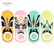 Chinese style national tide Beijing Opera facial makeup socks womens socks summer socks thin invisible shallow boat Socks mens original tide socks