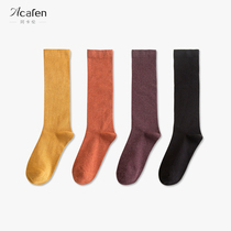 Calf socks Womens spring and autumn Long Sox women ins Chaoges jk black long barrel socks womens pure color high cylinder half cut and kneecap