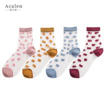 South Korean Carsilk Sox Womens Day Striped Socks children Summer thin Transparent Crystal Fiberglass Shorsocks Women Sweet Stockings