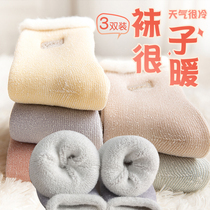 Snow socks women in autumn and winter plus velvet padded sleep Korea Japanese towel floor socks warm terry socks