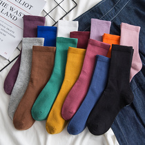 Socks women's socks winter solid color ins tide socks cotton padded terry warm white autumn and winter socks
