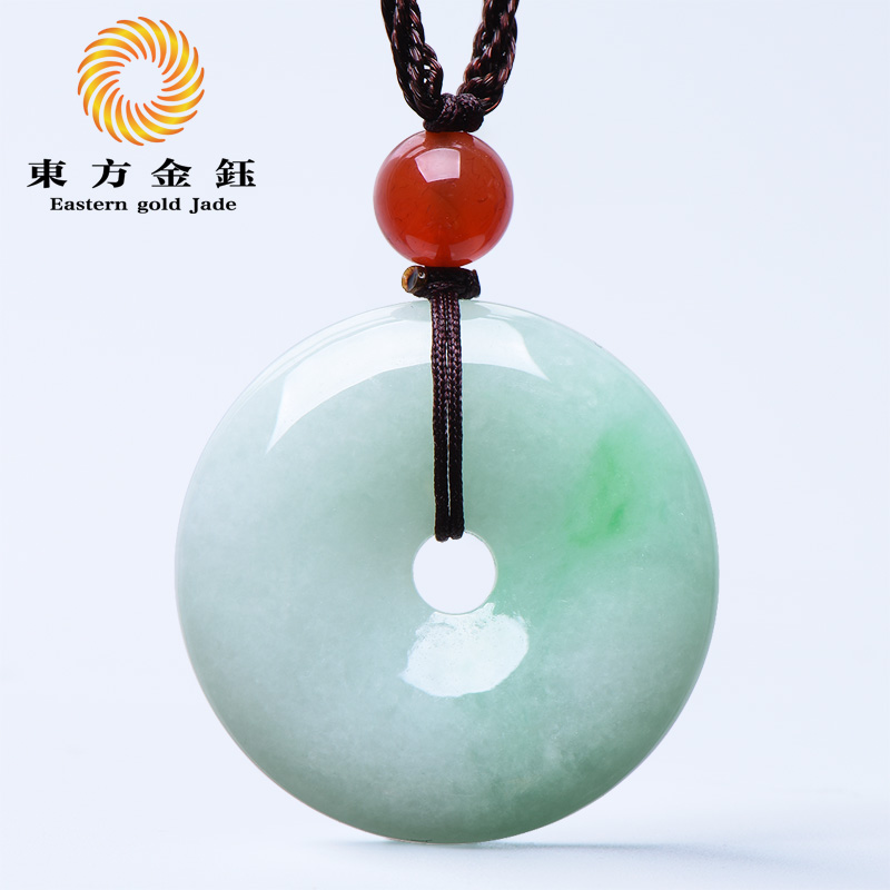 Oriental Golden Yu Floating Flowers Natural Emerald Green buckle pendant A floating green ice glutinous planting with jade pendant jade pendant