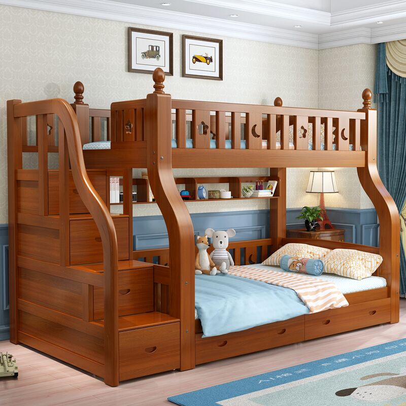 All Solid Wood Bunk Bed, Double-Decker Bed, 1.5-Meter Two-Tier Children's Bed, Upper and Lower Bunk Beds for Adults 1.8m All Solid Wood Bunk Bed, Double-Decker Bed, 1.5-Meter Two-Tier Children's Bed, Upper and Lower Bunk Beds for Adults 1.8m