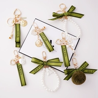 Ретро лента с буквами с бантиком из жемчуга, подвеска, брелок, мобильный USB-флеш-накопитель, сумка, простой и элегантный дизайн