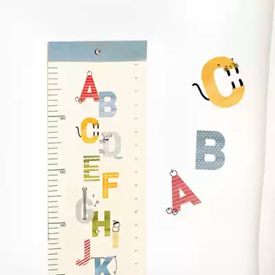 Korean Conitale Cute Children Height Wall Sticker Removable Baby Height Measuring Ruler alphabet