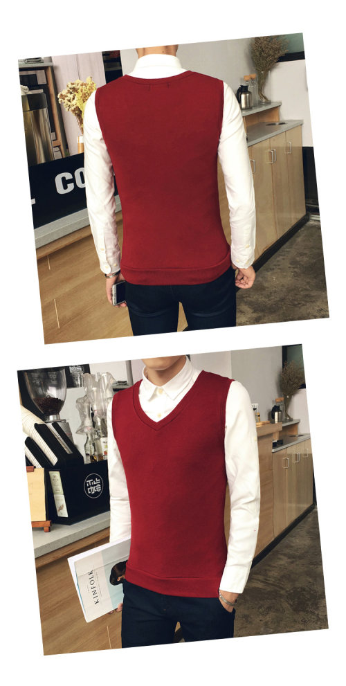 Áo len len nam vest len ​​mùa thu đông Thanh niên Hàn Quốc Slim áo len không tay vest nam mùa đông áo len hàn quốc