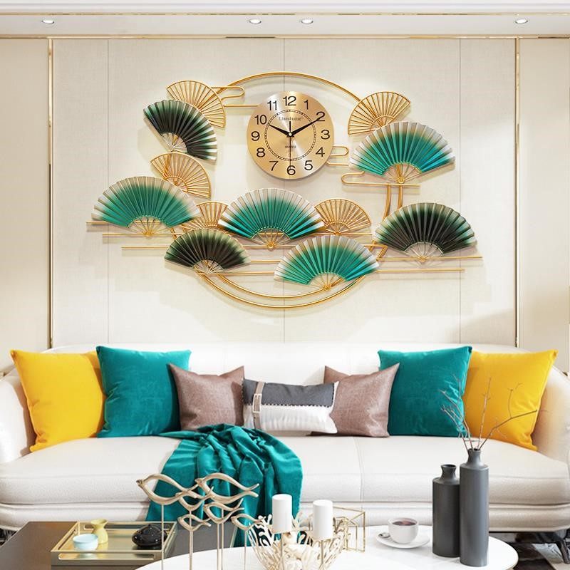 New Chinese Hung Clock Living Room Home Fashion China Wind Watches Creativity Muted Clock Sofa Background Wall Decoration Pendant