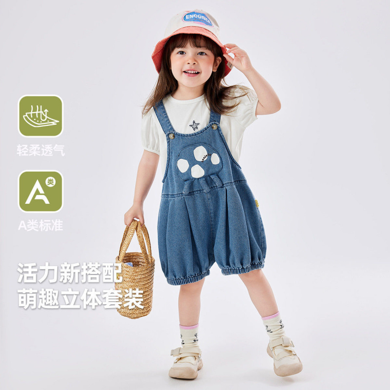 夏日宝贝新宠：嘟嘟家女童背带裤套装，萌娃穿搭新选择！👗✨