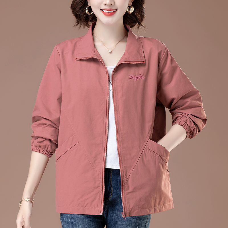 Mother's Spring and Autumn Coat, Women's Trench Coat, 2026 New Style, Plus Size, Large Size Top, Middle-Aged and Elderly Zipper Casual Jacket