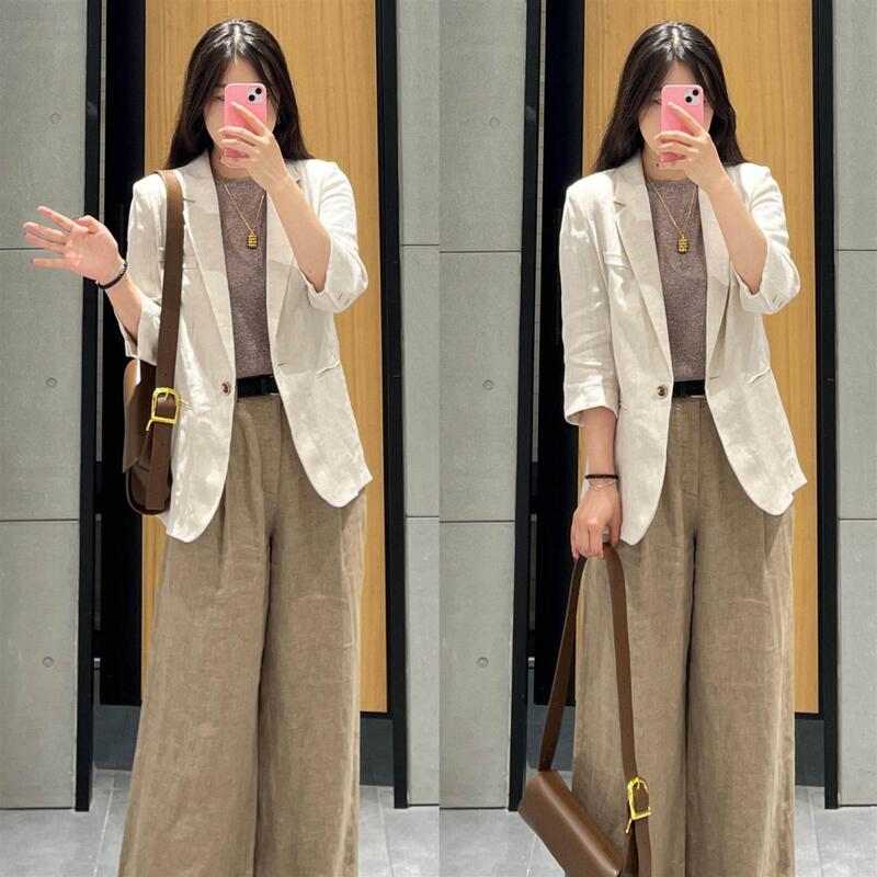 Mm Mall Same Style 2026 Summer New Casual Versatile One-Button Blazer M4110491