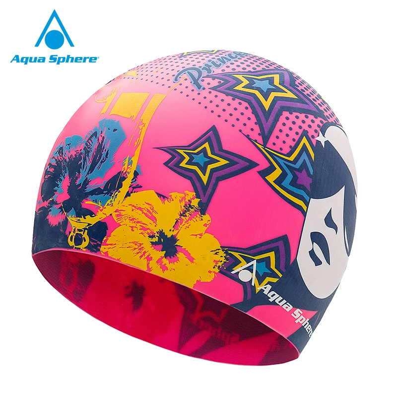 Mũ bơi AquaSphere cho nam và nữ Mũ bơi thời trang silicone GRAPHIC màu sắc bảo vệ tai mũ bơi không thấm nước