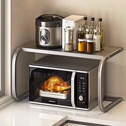 Gun ash kitchen microwave stove shelves, rice cooker multi -functional home home countertop installation oven storage
