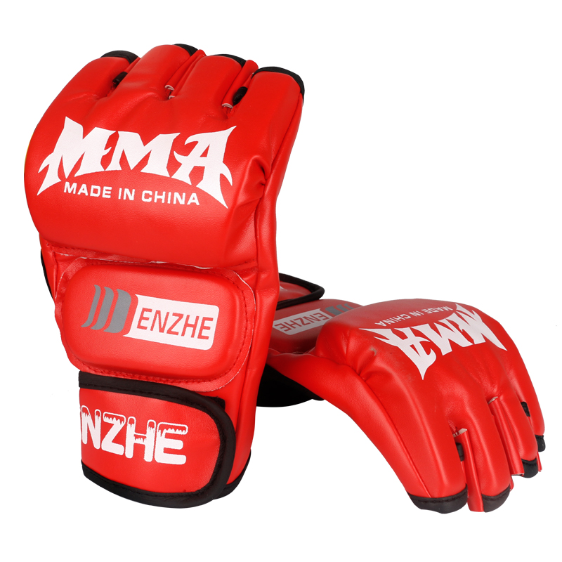 Black MMA Sanda UFC Muay Thai Training Half-Finger Mittens Boxing Mitts Gloves