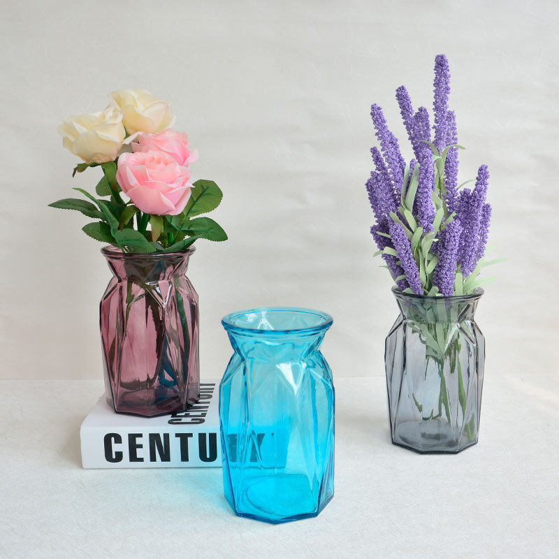 Glass Vase Hem home Desktop Dry flower inserts Geometric Rhomboid Dining Table Decoration Nordic Wind Glass Bottle