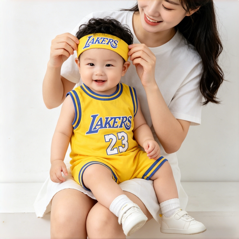 Baby Boy Summer Vest Jersey Infant Pure Cotton Basketball Suit Jumpsuit Summer Sports Romper Sleeveless Thin Style