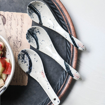 Platycodon grandiflorum Japanese ceramic spoon white spoon soup porridge spoon soup safe underglaze tableware Japanese spoon