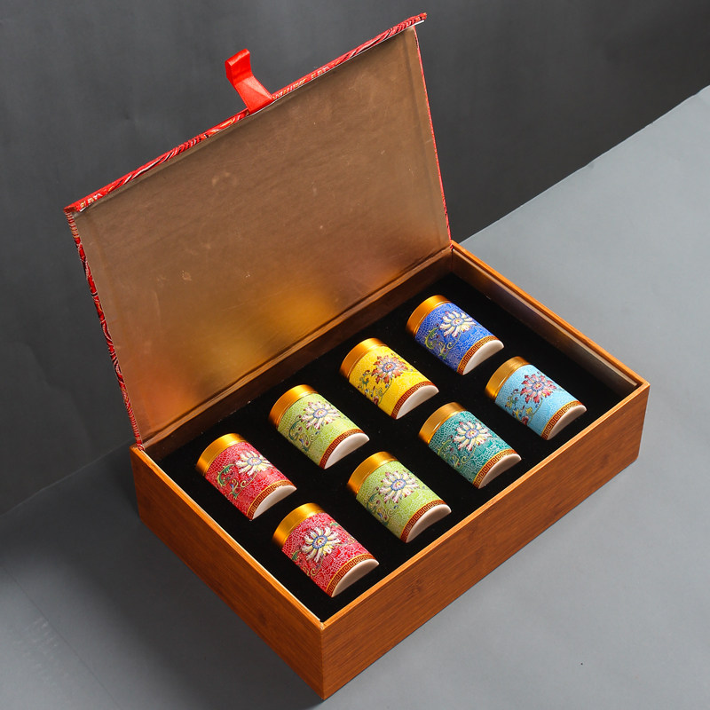 Ceramic Enamel Color Tea Pot Mini Tea Box Tin Cover Sealed Pot Home Travel Portable Small Tea Pot Accessories