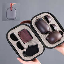 Travel tea set Portable bag Quick cup one pot two cups Purple sand Kung fu travel teapot gift LOGO customization