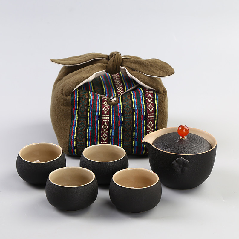 Ceramic tea set set coarse pottery a pot of four cups travel office personal kung fu tea set teapot teapot teapot