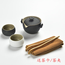 Kung Fu tea set Zen style black pottery Quick cup One pot two cups Travel office personal tea set Teapot Teacup