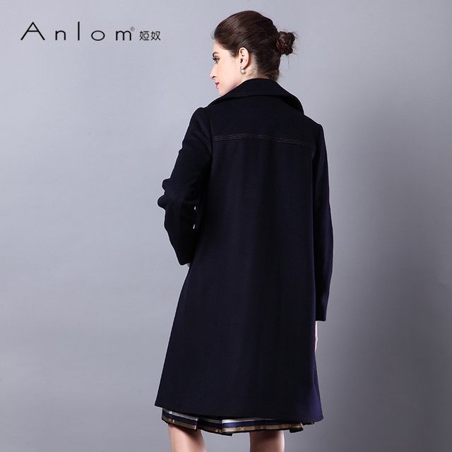 Anlom/Yanu ດູໃບໄມ້ລົ່ນແລະລະດູຫນາວ wool cashmere woolen coat ກາງ-ຍາວສີແຂງງ່າຍດາຍເປືອກຫຸ້ມນອກຂົນສັດອົບອຸ່ນສໍາລັບແມ່ຍິງ