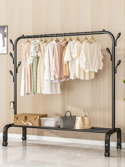 晾衣架落地卧室简易家用挂衣服架子室内凉衣杆阳台折叠小晒衣帽架