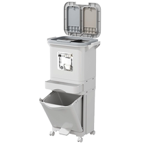Kitchen trash can for household kitchen waste classification with lid large capacity double layer dry and wet separation large size Japanese style