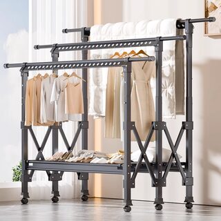Clothes Drying Rack, Foldable, for Indoor Use, Balcony, Outdoor, Bedroom, Quilt Drying Rack, Adjustable Clothes Rack, Clothes Rod