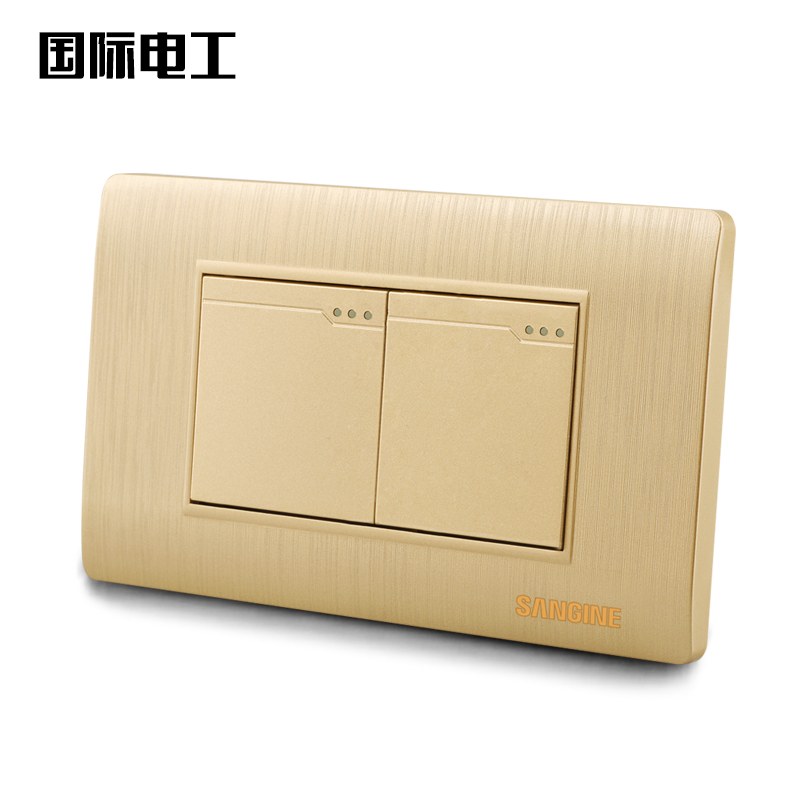 International electrician 118 switch socket Champagne color brushed gold 2 open wall panel two open two double cut switch