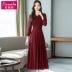 Đầu xuân thu đông 2019 xu hướng váy đầm cạp cao kiểu dáng voan che chân váy váy rộng - Váy dài váy trắng dài qua gối Váy dài