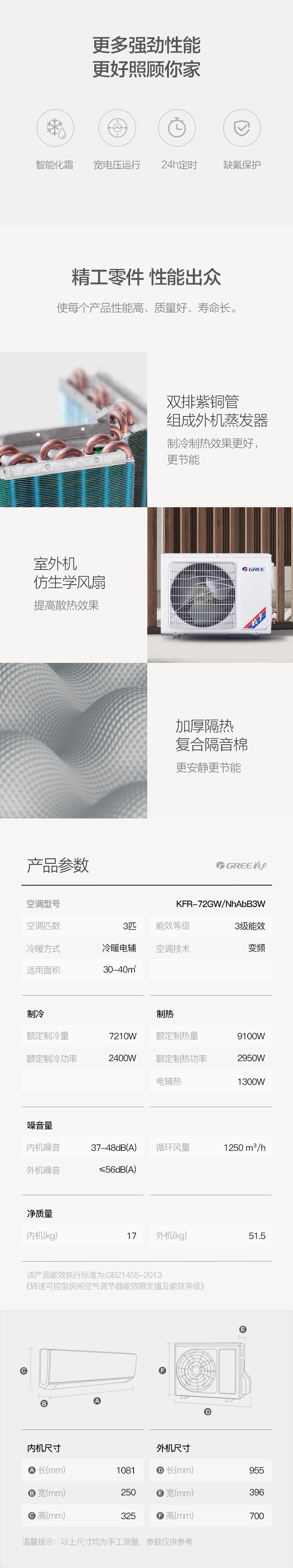 格力 3匹 变频 挂机 图4