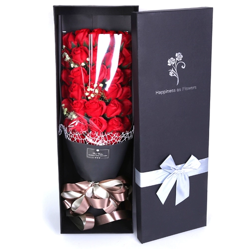 Мыло на день Святого Валентина с розой в составе, подарочная коробка, подарок на день рождения