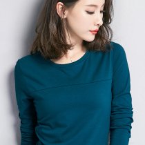 Early autumn loose straight cotton long sleeve T-shirt female spring and autumn Korean tide 2021 new autumn base shirt thin