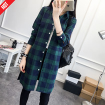 Shirt Women 2021 Spring and Autumn New style casual thin cotton coat long sleeve fashion long plaid shirt