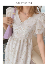 Gentle fairy chiffon dress high-end French hipster knit slim super fairy sweet embroidered long skirt children